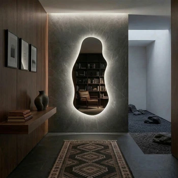 Зеркало Art-com настенное безрамное асимметричное с Led-подсветкой 1260x560 мм без сенсорной кнопки (без выключателя) (BRL 9)