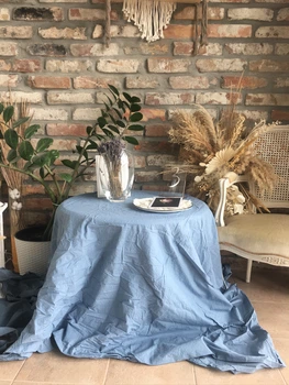 Хлопковая скатерть ручного окрашивания VTILENE, Dusty blue, 80х80 см