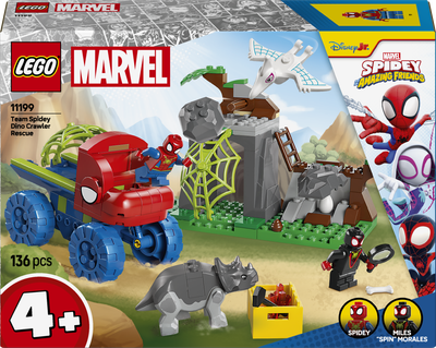 Zestaw klocków LEGO Marvel Spidey Misja ratunkowa zespołu Spidey’ego w dinoterenówce 136 elementy (11199)