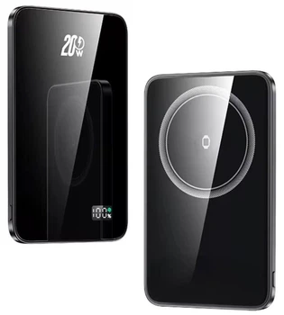 Внешний магнитный Power Bank для iPhone F21 10000 mAh 20W беспроводной аккумулятор для iPhone 12 13 14 15 16 17 Pro Max быстрая зарядка Qi2 MagSafe Fast Charging LCD индикация заряда повербанк магсейф максейф Black
