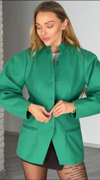 Пальто кашемірове коротке 403р1557 зелене 42
