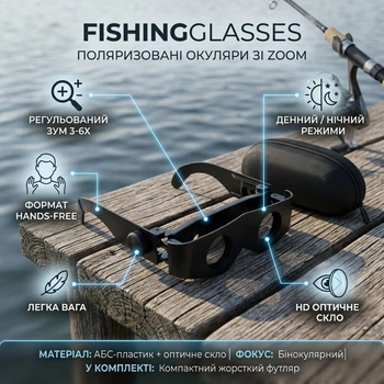 Поляризационные очки для рыбалки ZOOM FishingGlasses, с футляром