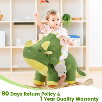 Дитяча качалка FUNLIO Triceratops Rocking Horse, м’який динозавр-трицератопс для дітей 1–3 років, зелена