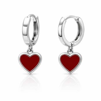 Серьги-кольца (конго) серебряные Сердце с эмалью Silver Style (21163016.00 sku:2300103799572)