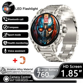 Смарт-часы мужские тактический KC89 1.85" с фонариком и Bluetooth-звонками (iOS/Android)