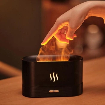 Увлажнитель воздуха аромадифузор с подсветкой эффектом пламени камин Flame Aroma Diffuser 2844 черный