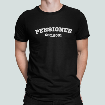 Мужская футболка Stedman с принтом Pensioner Est 2001 Пенсионер Черный L