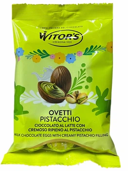 Шоколадні яйця Witor’s Ovetti Pistacchio з фісташковою начинкою молочний шоколад 110г