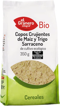 Chrupiące płatki kukurydziane i gryczane El Granero Copos Crujientes De Maiz y Trigo Sarraceno Bio 350 g (8422584089950)