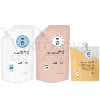Набор для увлажнения и восстановления волос Mimare: Шампунь Mimare Frequent Use Shampoo 480 мл + Маска Mimare Reconstruction Mask 480 мл + Серум Mimare Moisturization Serum 40 мл