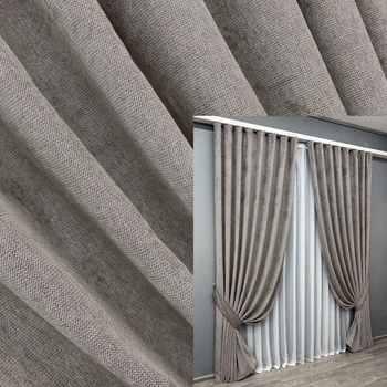 Комплект готовых штор VR-Textil Шенилл премиум VELMIRA Rich № 1927ш Пепельный 150х290 см 2 шт (33-0993)