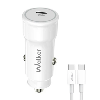 Автомобильное зарядное устройство WALKER 30W Type-C 1м белое (658509)