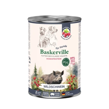 Влажный корм Baskerville – для взрослых собак, с диким кабаном, банка 400 г (4262548450020)