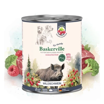 Влажный корм Baskerville – для взрослых собак, с диким кабаном, банка 800 г (4262548450037)