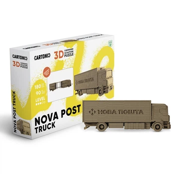 Картонний 3D пазл-конструктор "Cartonic 3D Puzzle NOVA POST TRUCK" Вантажівка Нова Пошта