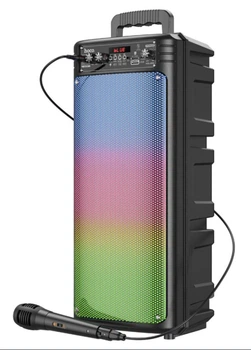 Портативна колонка HOCO BS52 Bluetooth акустика з мікрофоном караоке 20Вт бездротова колонка з підсвіткою RGB USB microSD AUX FM радіо потужна колонка для вечірок переносна акустика з пультом ДУ і акумулятором 2200mAh