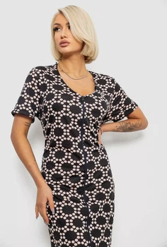 Халат жіночий на блискавці, колір чорний, 257R1030-3 розмір 2XL - 3XL
