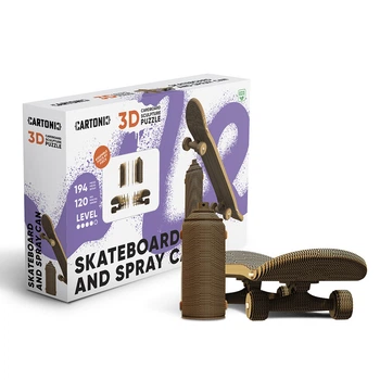 Картонний 3D пазл-конструктор "Cartonic 3D Puzzle Skateboard and spray can" Скейтборд та спрей 2в1