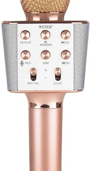 Бездротовий караоке мікрофон WSTER WS-1688 Bluetooth 4.0 з колонкою, мікрофон рожевий з динаміком 10Вт, підтримка USB TF AUX, караоке мікрофон для телефону Android iOS, портативний мікрофон для вечірок
