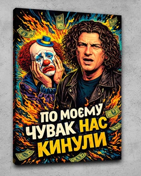 Картина на подарунок другу на полотні - Кузьма Скрябін (По моєму нас кинули) - 40х60 см