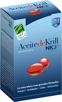 Suplement diety 100% Natural Aceite De Krill NKO 500 mg 80 kapsułek (8437008750392)