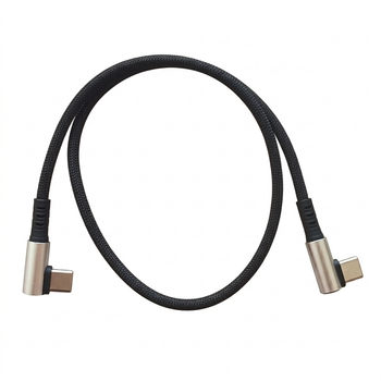 Кабель угловой USB Type-C M/M Fast Charge PD66W 6A Silver/Black, 0,5 м (48888)