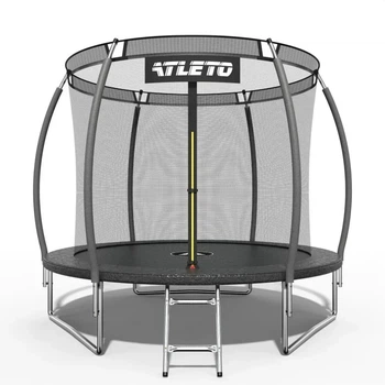 Батут детский Atleto 252 см с внутренней сеткой и лестницей черный (42400468)