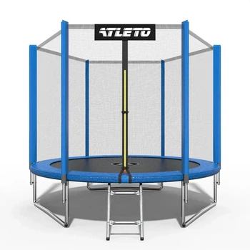 Батут детский Atleto 252 см с сеткой и лестницей синий (42400442)