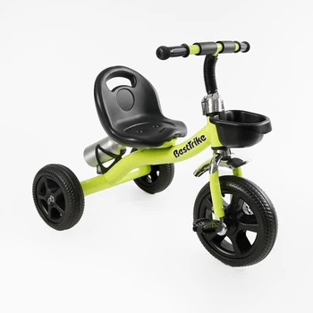 Детский трехколесный велосипед без ручки Best Trike BS с корзиной и бутылочкой (Желтый)
