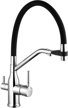 Смеситель кухонный Kroner KRP Kuche-C03816BLK с подключением к фильтру