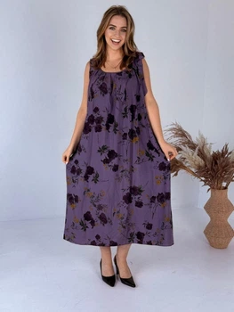 Жіноча сукня Saimeiqi зі штапелю, фіолетового кольору з квітами, one size (3520-35)
