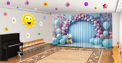 Фото Шторы в детский сад на выпускной PHOTODECOR "Голубая мечта выпускников" 1 кв.м