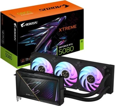 Відеокарта GIGABYTE AORUS GeForce RTX 5080 XTREME WATERFORCE 16G (GV-N5080AORUSX W-16GD)