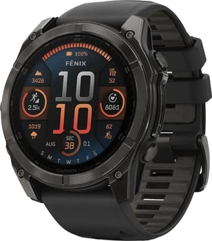 Спортивний годинник Garmin Fenix 8 51mm AMOLED Sapphire Carbon Gray DLC Titanium w. Black/Pebble Gray S. Band (010-02905-20/21)