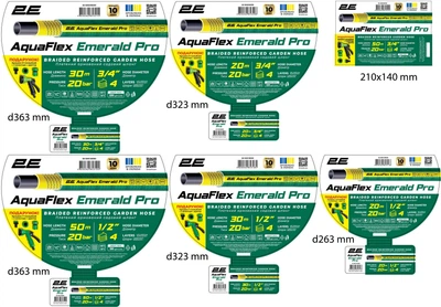 Шланг садовый 2E AquaFlex Emerald Pro 3/4" 30 м 4 слоя 20 бар -10…+60°C с комплектом (распылитель, 2 коннектора, адаптер) (2E-GHE34ED30)