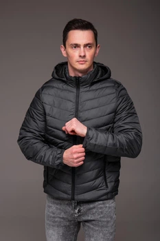 Куртка стьобана чоловіча з капюшоном 2XL сіра 5212447s4