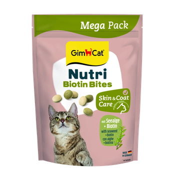 Вітаміни GimCat Nutri Biotin Bites для котів для покращення стану шерсті та шкіри з морськими водоростями 425 г