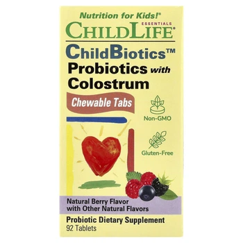 Пробіотик з молозивом для дітей ChildLife (Probiotics with Colostrum) 90 жувальних таблеток з ягідним смаком (CDL-11100)