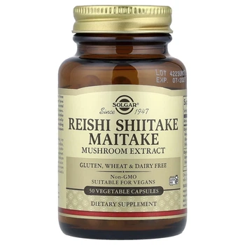 Лікувальні гриби рейші, шиїтаке та майтаку Solgar (Reishi Shiitake Maitake) 50 капсул (SOL-02327)