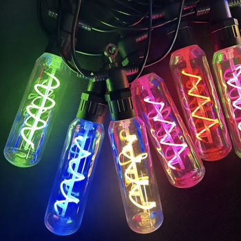 Уличная светодиодная гирлянда SFK-48 220V, декоративная LED гирлянда с удлиненными лампами-спиралями для декора (Теплое свечение)