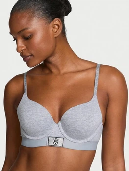 Бюстгальтер с косточками с Push-up хлопковый Victoria's Secret Perfect Shape Shine Patch Push-Up Bra 27203867 70A Серый (225915816681)