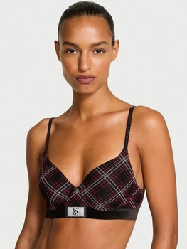 Бюстгальтер із кісточками бавовняний Victoria's Secret Shine Patch Velvet Lightly Lined Full-Coverage Bra 27191262 80C Чорний (2926678827119)