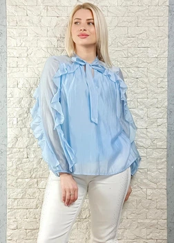 Блуза з органзи з воланами блакитна Top Win M-L 15-343