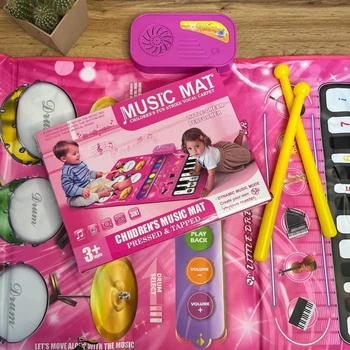 Музыкальный коврик игровой детский пианино барабаны