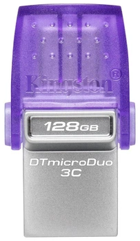 Накопичувач Kingston 128GB USB 3.2 Type-A Gen1 + Type-C DT microDuo 3C R200MB/s