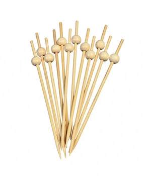 Бамбукові шпажки з дерев'яними намистинами One Chef 809007 (12см) 100шт
