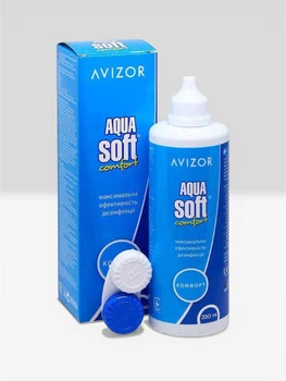 Раствор для линз Avizor AquaSoft Comfort 350 мл + контейнер, жидкость для контактных линз