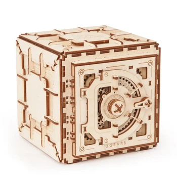 Деревянный механический конструктор Ugears 3D пазл Сейф, 179 деталей (70011)