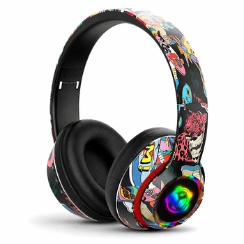 Бездротові навушники Headset I750 – LED-підсвітка, Bluetooth, MicroSD, FM-радіо Чорні