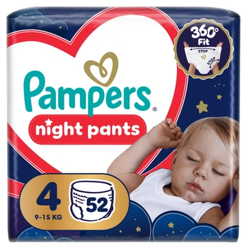 Подгузники-трусики ночные Pampers Night Pants Размер 4 (9-15 кг) 52 шт (8006530320665)